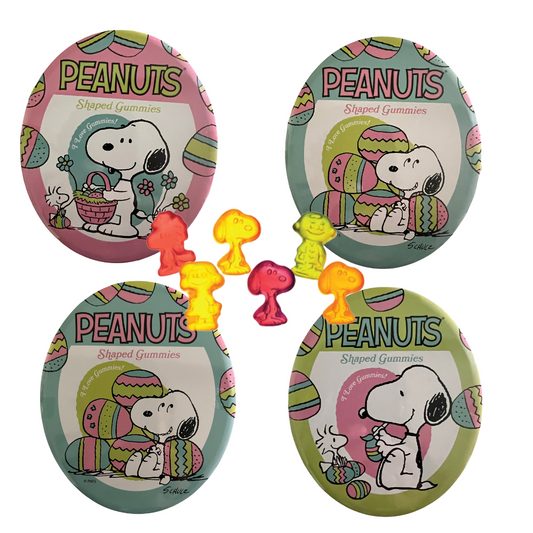 Set de 4 latas de Pascua con gomitas de Snoopy