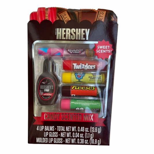 Set De Bálsamos Labiales Y Gloss Hershey Candy Scented Mix