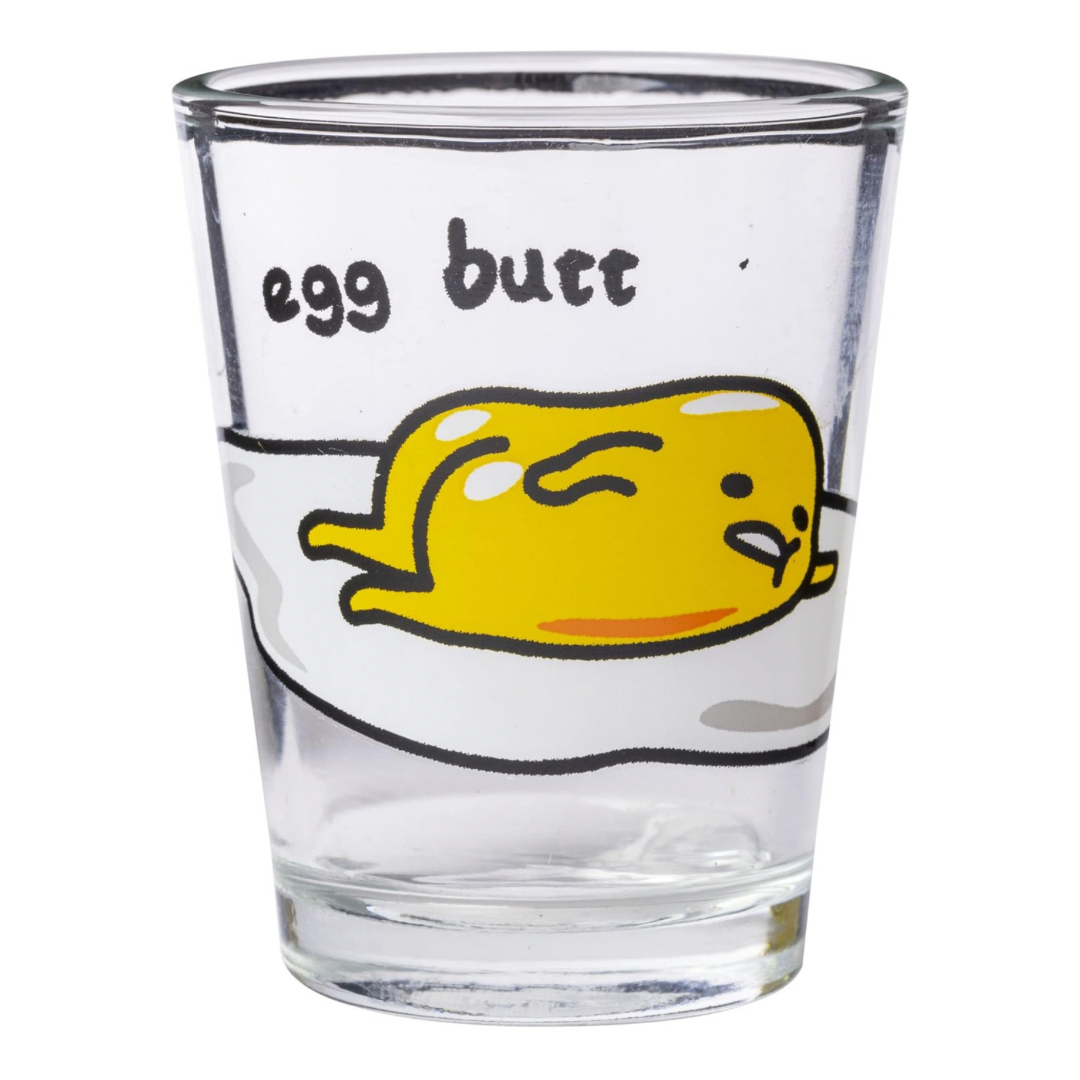 Gudetama Lazy Egg Poses 4 Pack Mini Glass Set, 1.5 Ounces