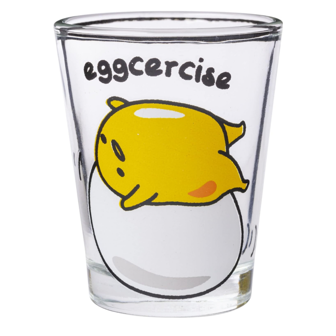 Gudetama Lazy Egg Poses 4 Pack Mini Glass Set, 1.5 Ounces