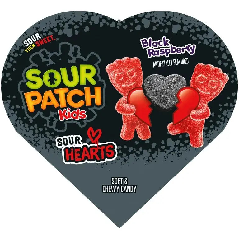 Sour Patch Kids gomitas corazones amargos sabor frambuesa San Valentín, caja de corazón Fur Friends Finds