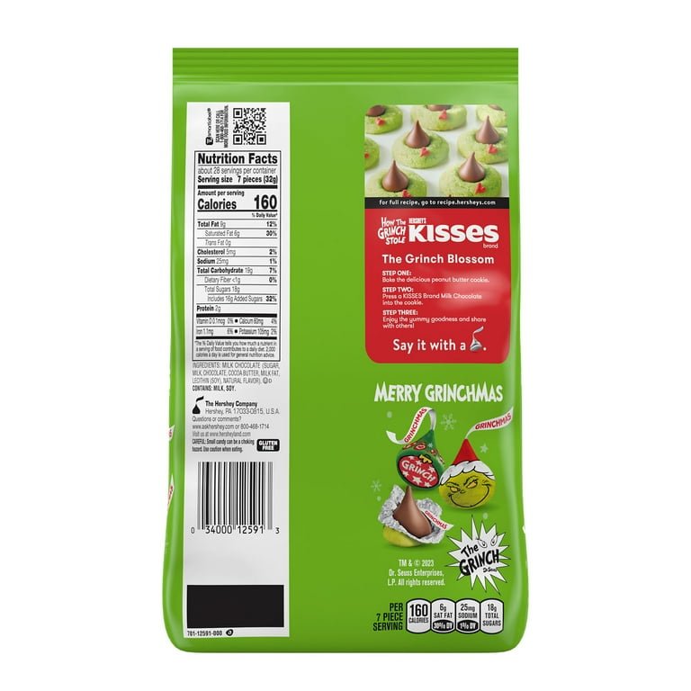 Hershey's Kisses Grinch chocolate con leche 910 gr - Fur Friends Finds